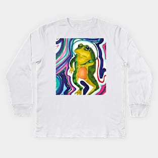 Frogs in Space- color Kids Long Sleeve T-Shirt